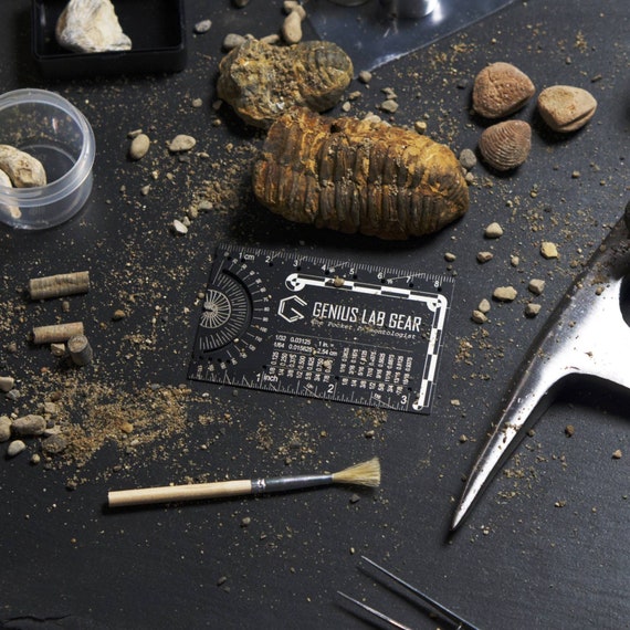 The Pocket Paleontologist | Fossil hunting field reference and scale ruler | Geological time scale | Geology and Archaeology Gift