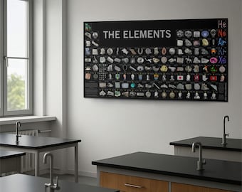 Large Periodic Table of Elements Photo Poster (53x27 in.) by Theodore Gray - Laminated, Chemistry - Science Lab, Lecture Hall