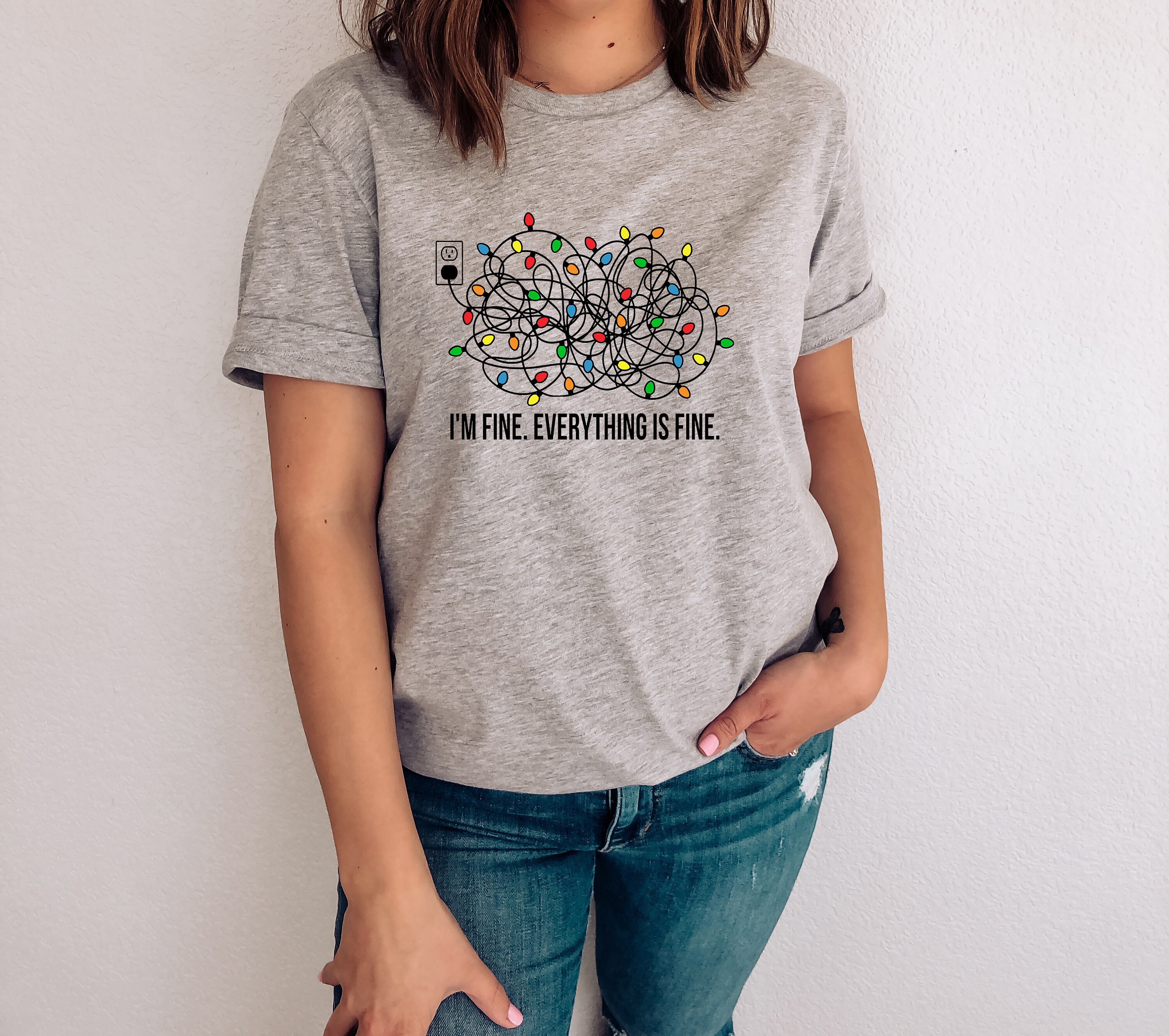 im fine christmas light shirt