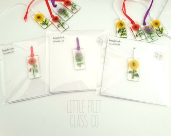 Fused Glass Suncatcher Card: Thistle or Poppy Keepsake Gift