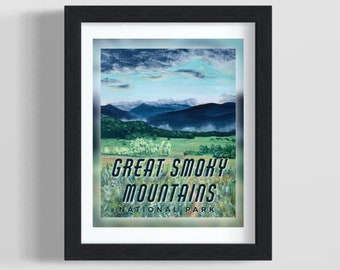 Great Smoky Mountains - High Quality Giclee Print - 8” x 10”  White Border - National Park, Tennessee, North Carolina, Blue Ridge Parkway