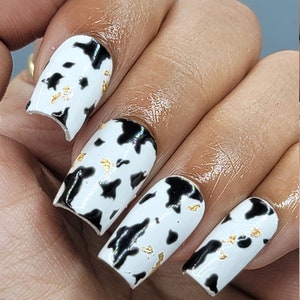 Cow print nails / press on nails/ animal print nails / reusable nails / short nails/ cow print