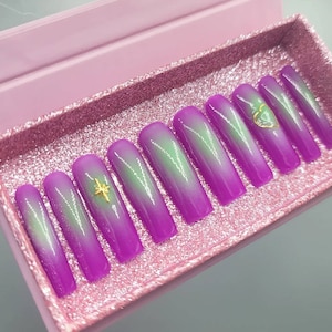 Aura nails/ purple nails/ ombre nails/ trending nails/ press on nails