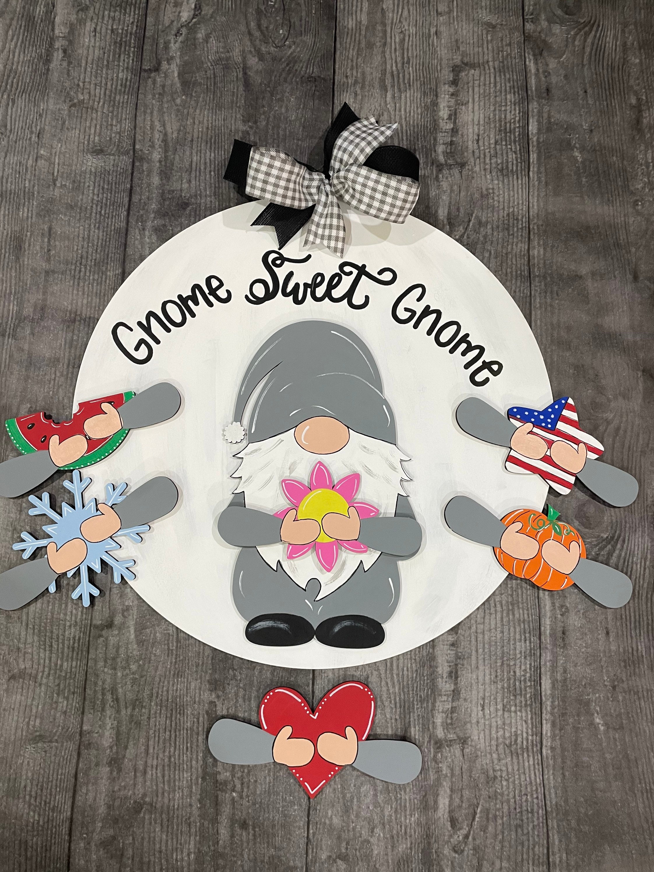 Interchangeable Wood Gnome Door Hanger Etsy