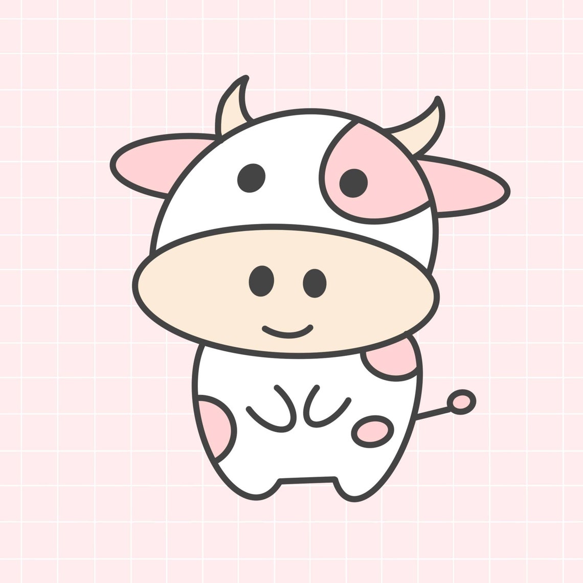 Strawberry Cow Print and Sticker Etsy Canada