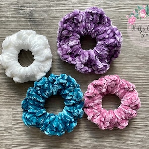 Hair Scrunchies | Velvet Hair Scrunchies | 80s Fashion | 90s Fashion | Hair Accessories | Crochet Scrunchies