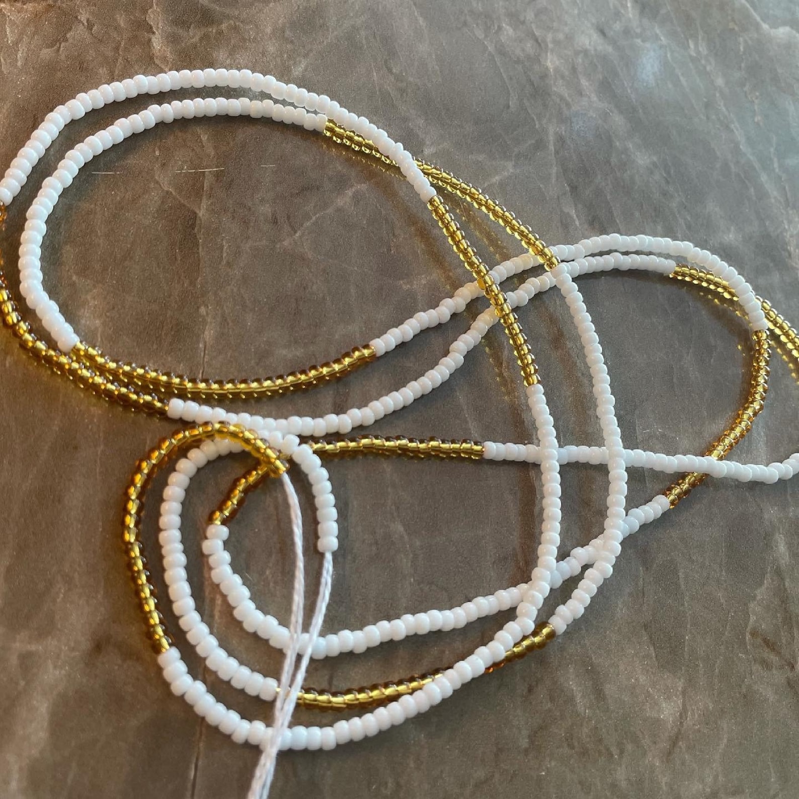 White and Gold Waist Bead Etsy