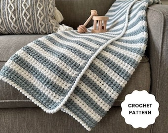 Crochet Pattern | Sasha's Stripes Crochet Baby Blanket | Crochet Blanket Pattern, Crochet Baby Blanket, Crochet Gift, Modern Crochet