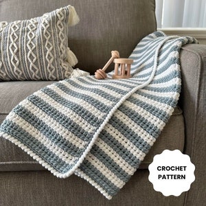 Crochet Pattern | Sasha's Stripes Crochet Baby Blanket | Crochet Blanket Pattern, Crochet Baby Blanket, Crochet Gift, Modern Crochet