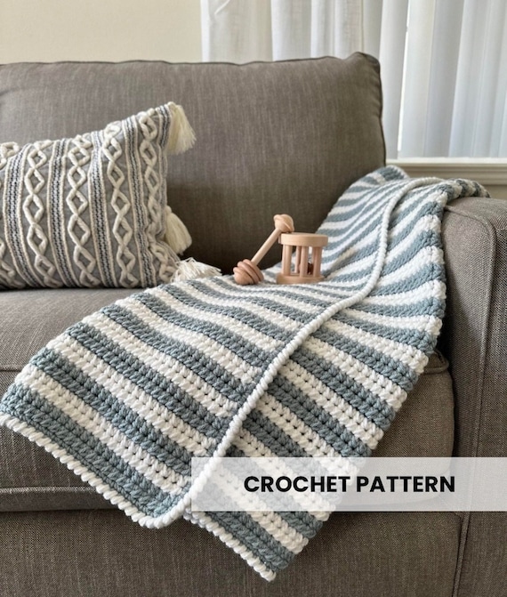 Striped crochet baby blanket hotsell