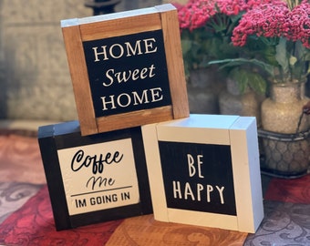 Rustic Handmade Wooden Shelf Sign, Coffee Nook Decor, 5x5 8x8