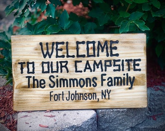 Personalized Campsite Sign | Handmade Wooden Decor