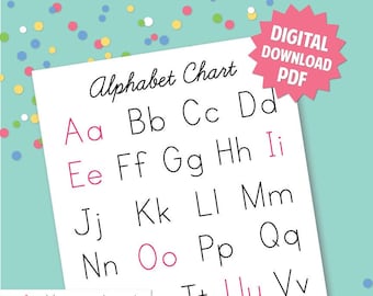 alphabet chart abc chart uppercase and lowercase alphabet etsy uk
