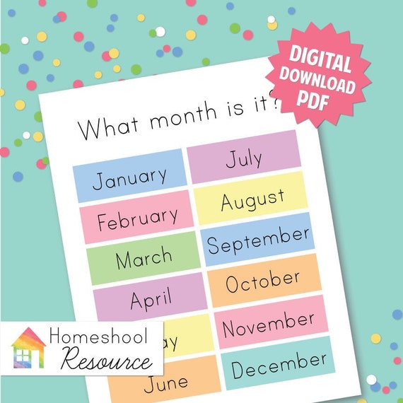 Months of the Year Printable Digital Download Homeschool | Etsy