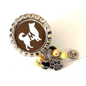 Pet lovers dog lovers badge reel keychain with beads