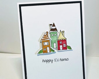 New home handmade card, new home hand stamped card, congrats on your new home, housewarming card, congrats new house, new homeowner