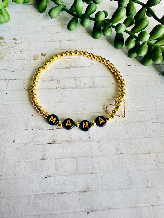 14kt Gold Filled Mama Beaded Bracelet Personalized Beaded Name