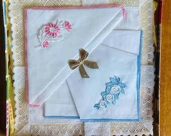 Juego de 3 pañuelos de algodón, estilo vintage, para mujer, en caja.