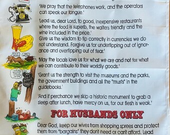 Oración para turistas, paño de cocina divertido.