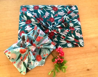 Australian animals Christmas gift wrapping (Furoshiki)
