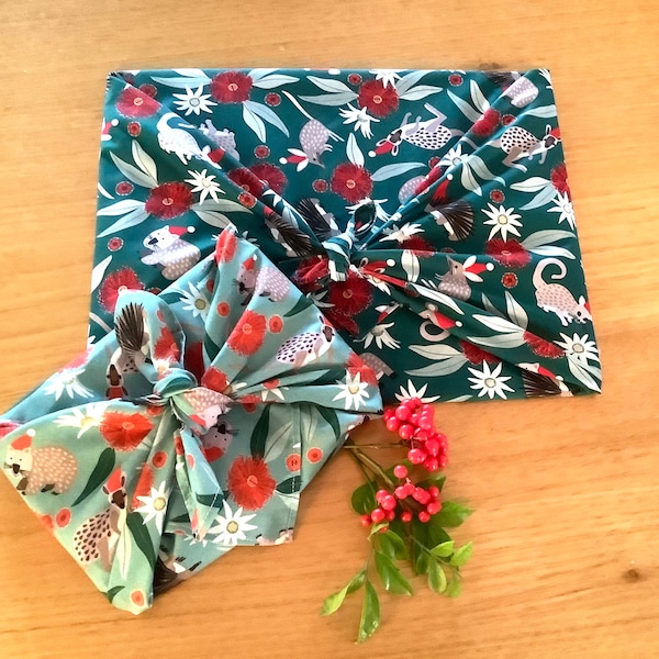 Australian animals Christmas gift wrapping (Furoshiki)