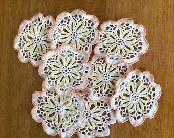 8 piezas de ganchillo de color naranja y amarillo