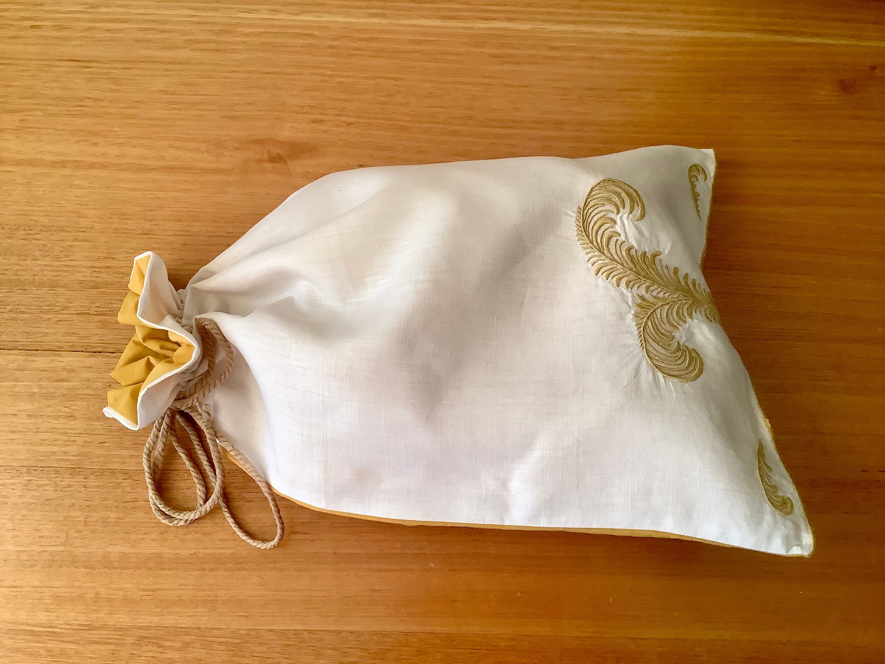 Fabric shoe bag embroidered fullylined Etsy