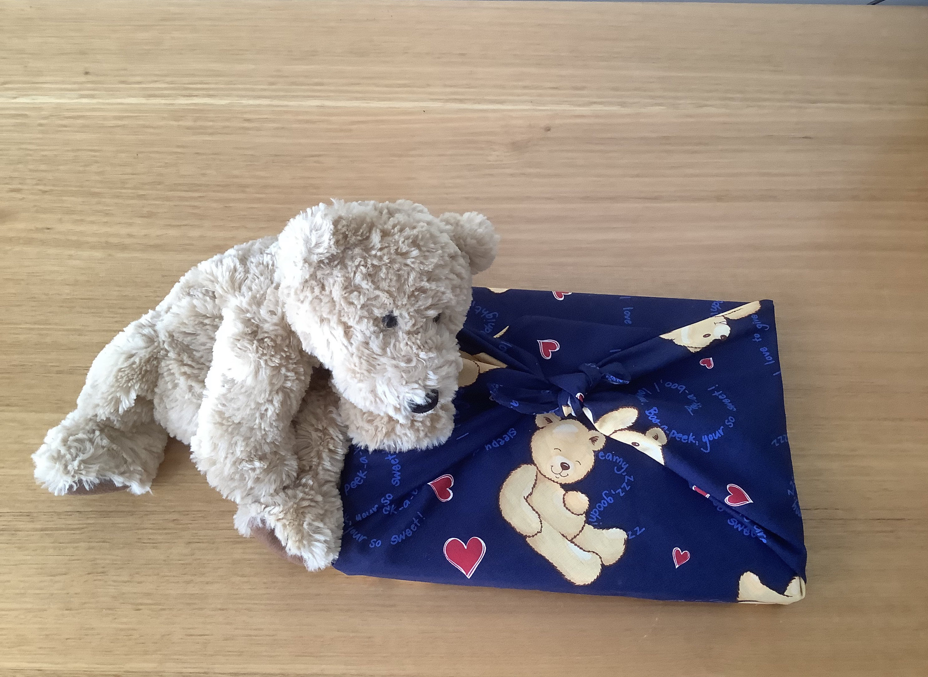 Teddy bear fabric gift wrapping Furoshiki Etsy.de