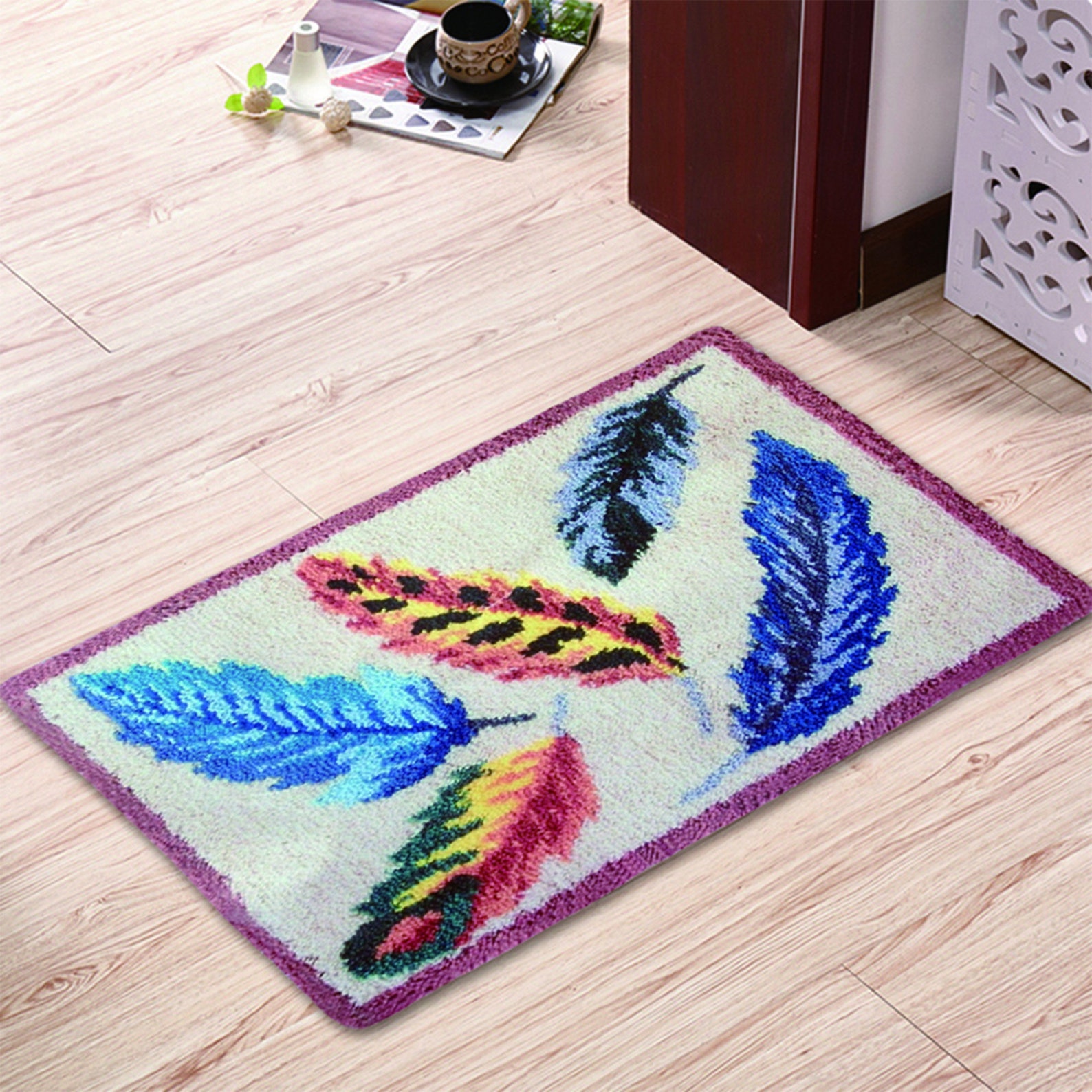 52x38CM Feather Carpet Embroidery Crafts DIY Crochet Handmade Etsy