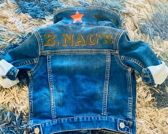 Hand-Painted Baby/Toddler Denim Jacket: Name On Back & Stars Throughout