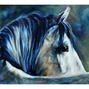 Horse Painting Original Art Large Canvas Oil White Horse Painting Animal Wall Art 26 by 36&#39;&#39; Inches by ArtBolot