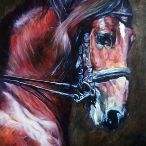 Horse Painting Original Art Large Oil on Canvas Painting by ArtBolot