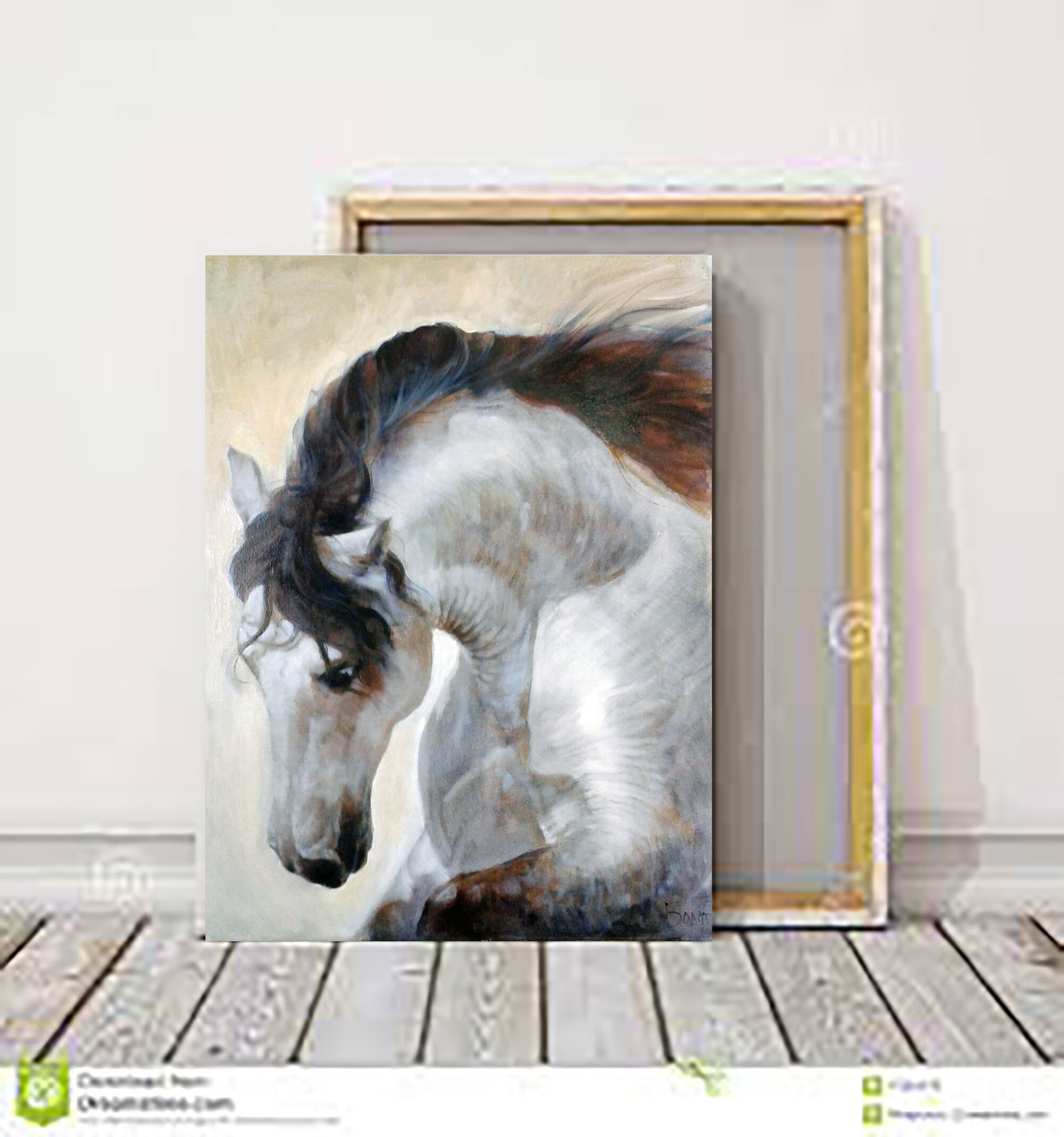Wild White Horse Painting Original Art Commission Animal Horse Etsy