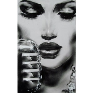 Woman Singer Painting Original Art New Orleans Painting Black And White African American Art Painting by ArtBolot