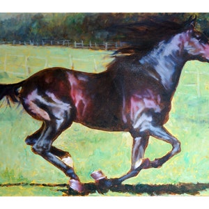 Horse Painting Original Art Extra Large 32 by 48&#39;&#39; Oil on Canvas Wild Running Horse Painting by ArtBolot