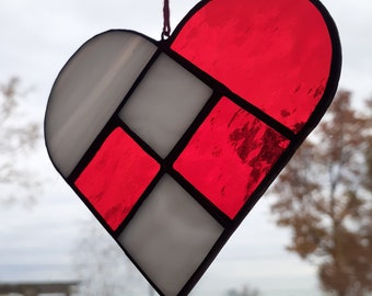 Julehjerte Suncatcher | Stained Glass Christmas Heart