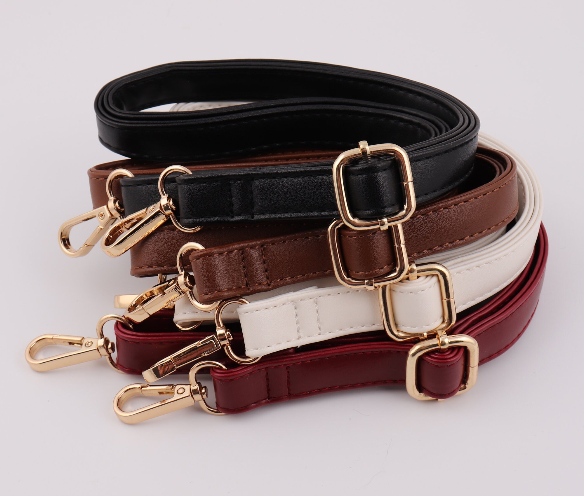 2 Stück Geflochtene Taschenriemen Rosa - Leder Taschengurt Für DIY Taschen