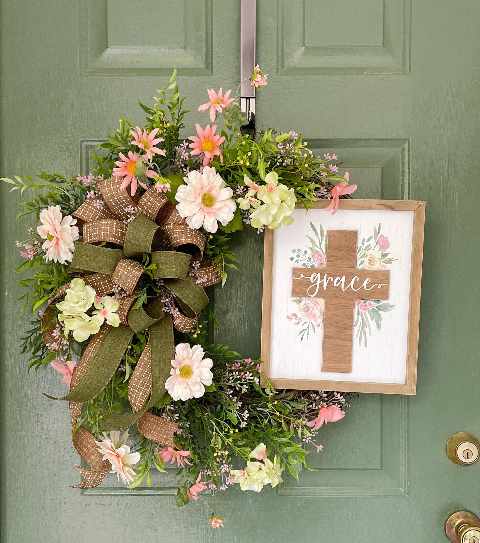 Christian Floral Wreath for Front Door Farmhouse Wreath Etsy
