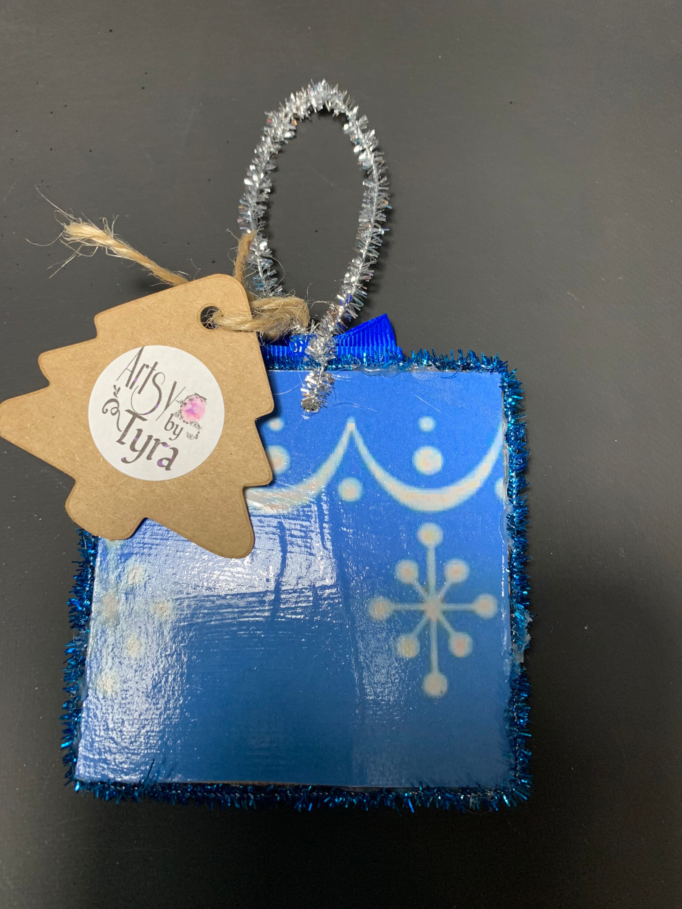Pyrex Christmas Decoration. Square Blue Snowflake or Turquoise Etsy UK