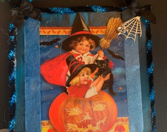 Vintage Halloween card ornament