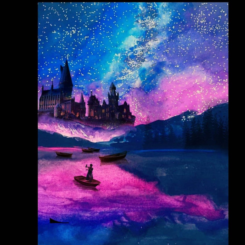 Hogwards is my home harry potter art print Wall decor hand made mix media