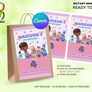Birthday Party Favors Editable Bundle, Party Editable Gift Bag, Editable Canva Bundle