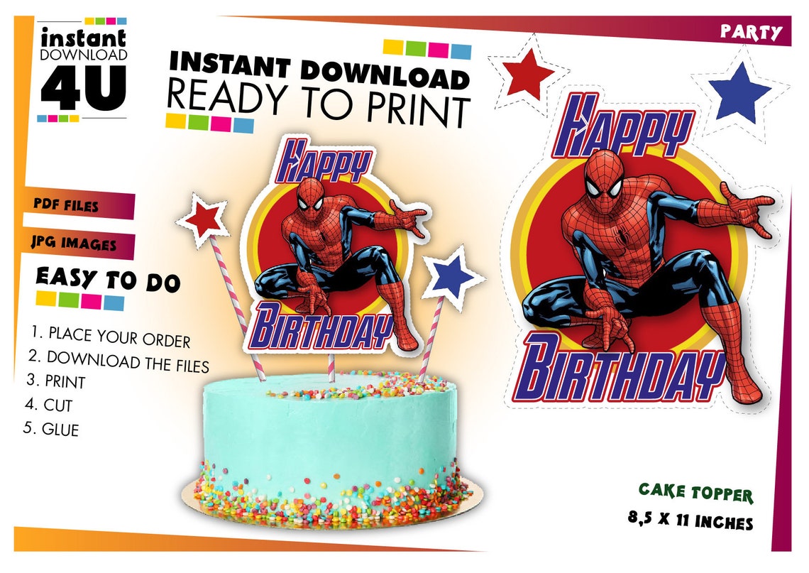 Printable Spiderman Cake Topper for Instant Download Etsy Australia