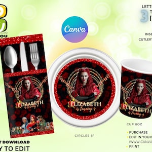 Rise of Red Geburtstagspartydekoration Bundle bearbeitbar, Party Favors bearbeitbar Bundle