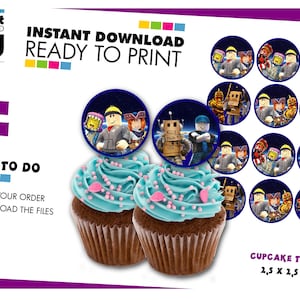 Roblox Cupcake Toppers, Roblox Birthday, Roblox Party, Roblox topper tags, Roblox Celebration, Digital File, Instant Download