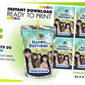 New Jeans Capri Sun Decoration, New Jeans Juice Pouch Wrapper, New Jeans Kpop Party Capri Sun Label Instant Download