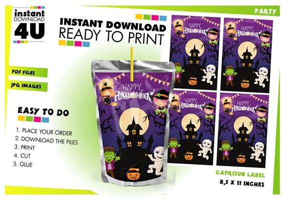 Halloween Juice Pouch Labels DIY Halloween Juice Labels - Etsy