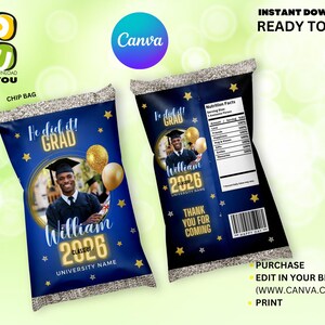 Graduation Class of 2026 Editable Bundle With Picture - Etsy