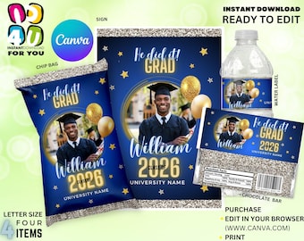 Paquete editable con imagen de la clase de graduación de 2026