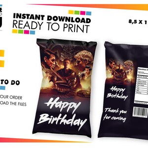COBRA KAI, Cobra kai Chip Bag label, Cobra Kai birthday chip bags label, Cobra Kai party favor, Digital Instant Download, DIY